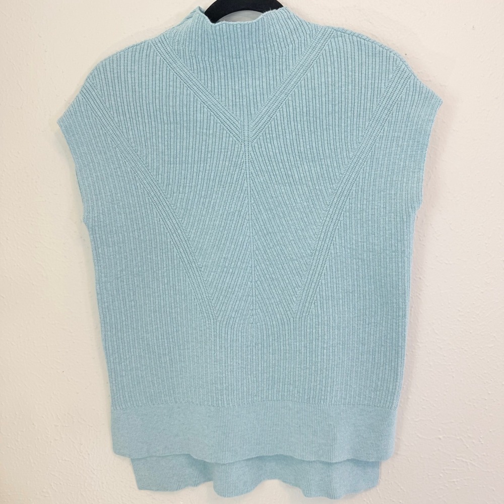 Banana Republic Womens Cozy Light Blue Mock Neck Ribbed Knit Sweater Vest Size S